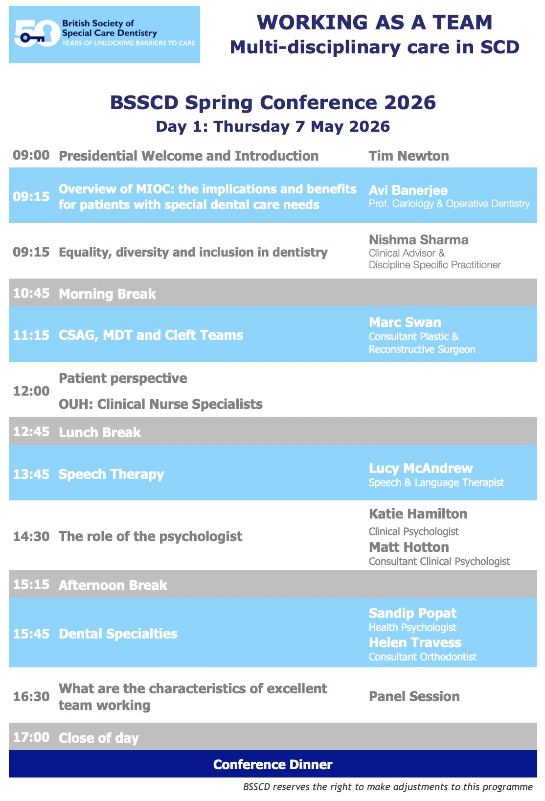 BSSCD Programme Day One